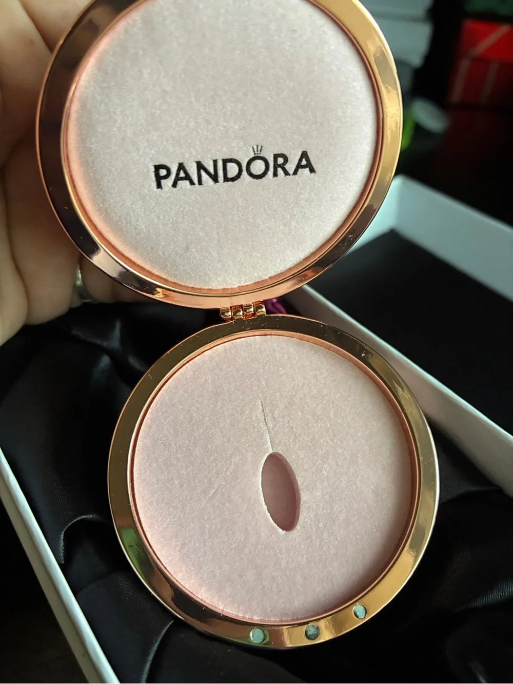 Pandora Rose Gold Egg Ornament with Plum Accents 2020
